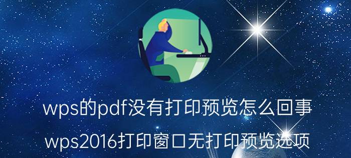 wps的pdf没有打印预览怎么回事 wps2016打印窗口无打印预览选项？